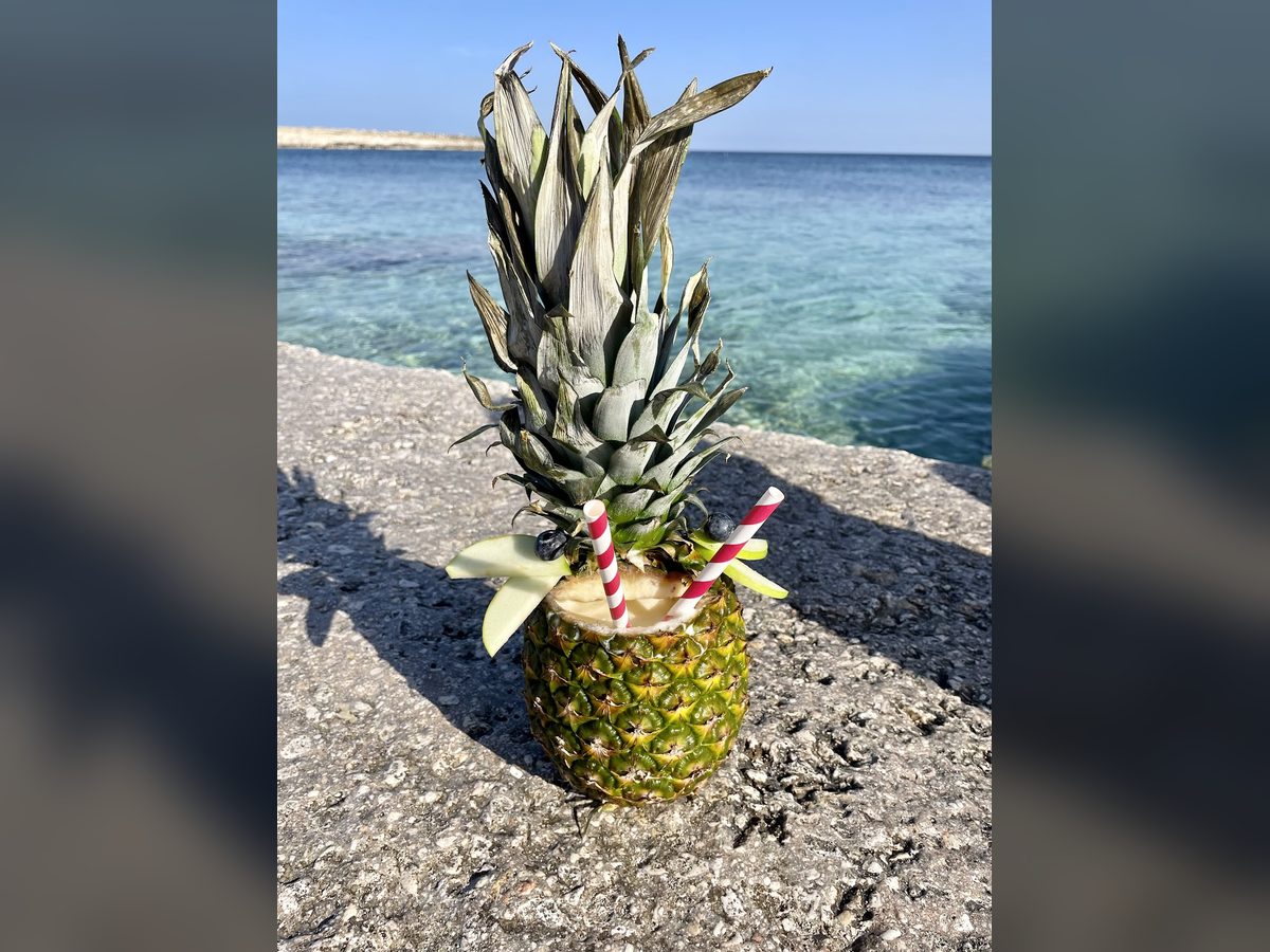 Pineapple Pina Colada served in a fresh pineapple
